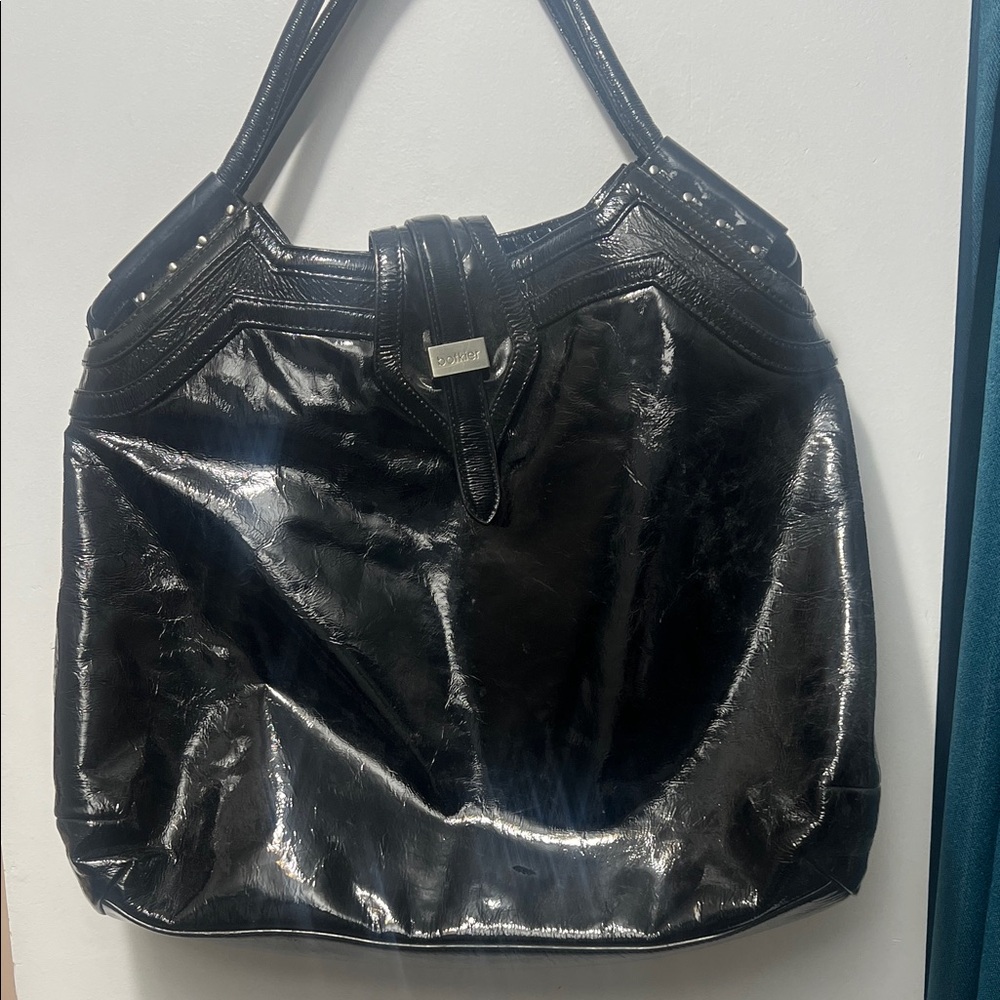 Bookies Black Patent Tote/Shoulder Bag with Two Handles